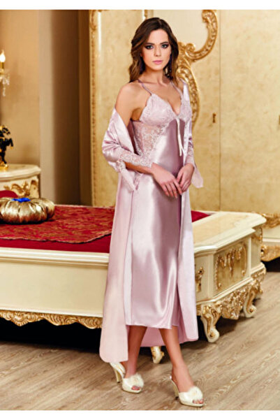 Monalisa Home 3588 طقم نَوم دانتيل مع ثوب نوم مقاس XL - بودرة