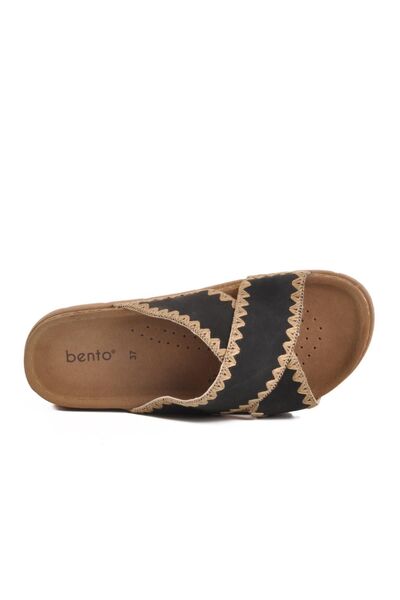 BENTO 117014 Women's Cross Embroidered Thick Sole Comfort Slippers