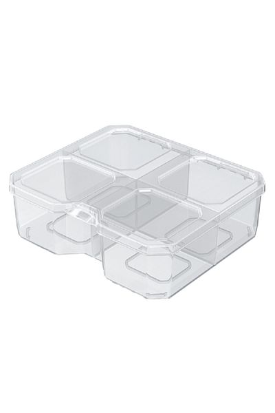 kistenberg SQR 15 High 4-Compartment Portable and Durable Tool Organiser Clear
