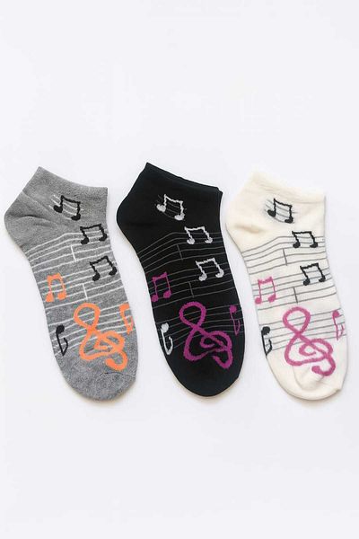NESA 3' Pair of Different Patterned Women's Booties Socks Flexible - Cat*Smile*Line*Heart*Melody*Star Patterned