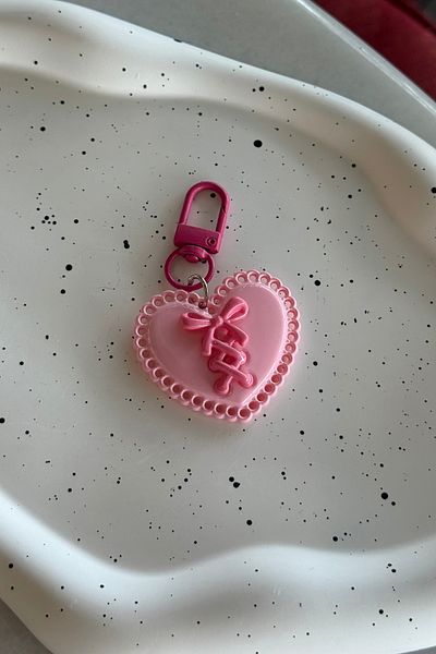 klovi Bowheart Pink Heart Bow Keychain & Bag Accessory