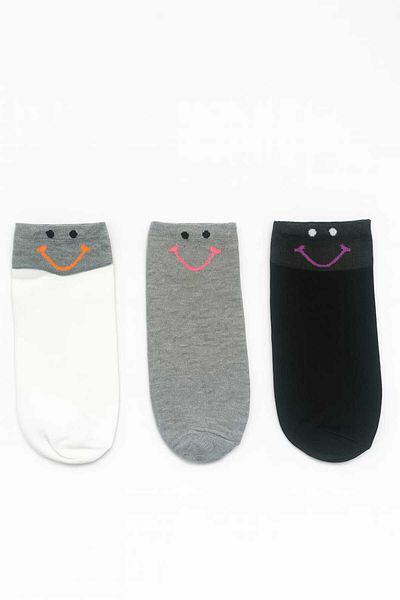 NESA 3' Pair of Different Patterned Women's Booties Socks Flexible - Cat*Smile*Line*Heart*Melody*Star Patterned