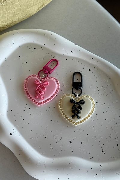 klovi Bowheart Pink Heart Bow Keychain & Bag Accessory