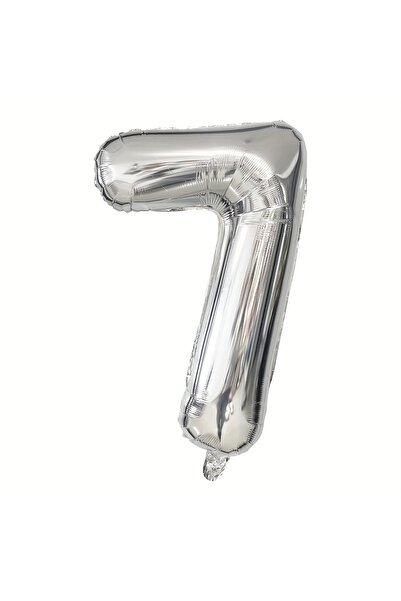 PartyPoo Silver Number Foil Balloon 7 Number Silver Color 100cm - Number Ball...