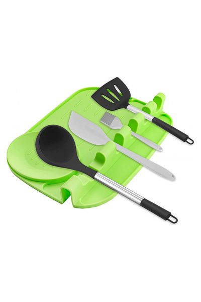 OEM Anti-drip kitchen utensil holder, 25 x 19 x 3 cm, silicone, green