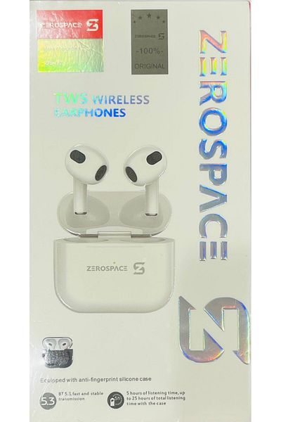ZERO SPACE Zerospace TWS Wireless Earphones Personalized Spatial Audio Up to 25 Hours of Battery Life White