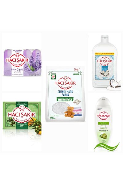 Hacı Şakir Full Soap Set Hand Soap, Shampoo, Granure Matic, Beauty Soap, Bath Soap