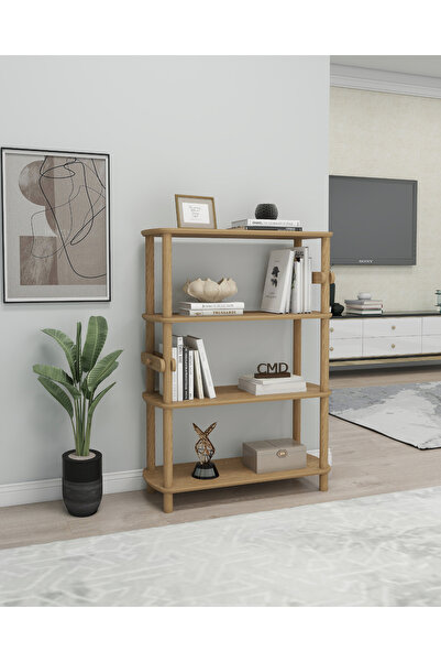 ÇMD ÇAKIR MOBİLYA DEKORASYON ROSA 4 Raflı Kitaplık – 112 cm Yükseklik – MDF Lam Gövde ve Ahşap Ayaklı – Modern & Şık Tasarım