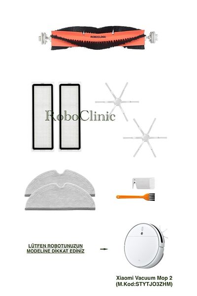Roboclinic Brush, Filter, Mop Set Compatible with Xiaomi Mi Robot Vacuum Mop 2 (Stytjo3Zhm) Robot Vacuum Cleaner-9 Pieces