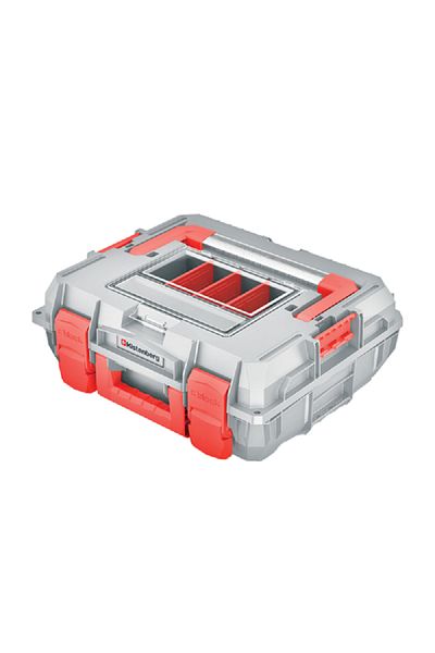 kistenberg C Block Alu Log 15 Multi Compartment Heavy Duty Tool Case Cool Grey and Red