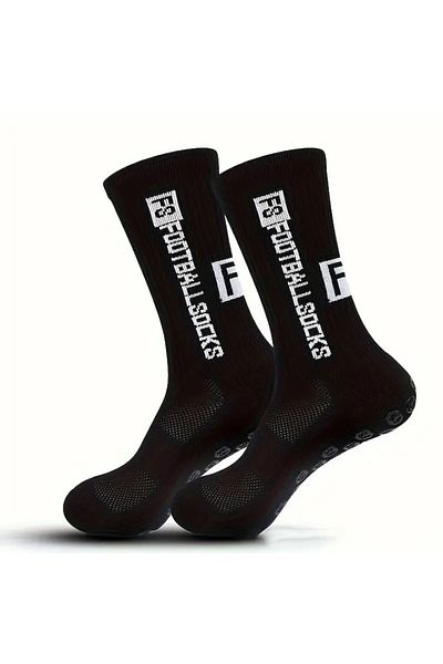 OEM Șosete de fotbal FS - Șosete profesionale antiderapante cu aderență pe talpă, negre, mărime universală