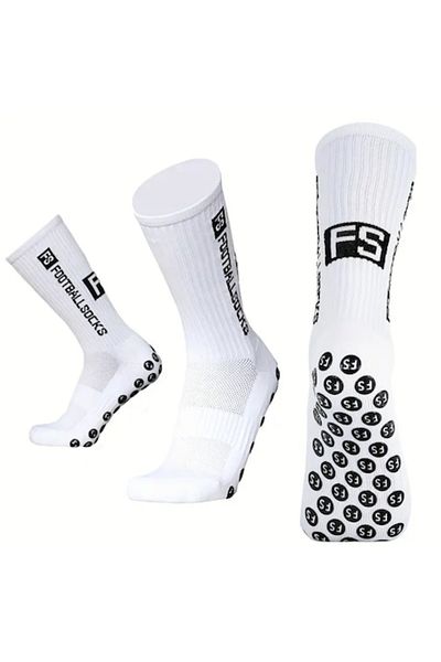 OEM Set 3 pairs of professional non-slip football socks with grip, white, one size