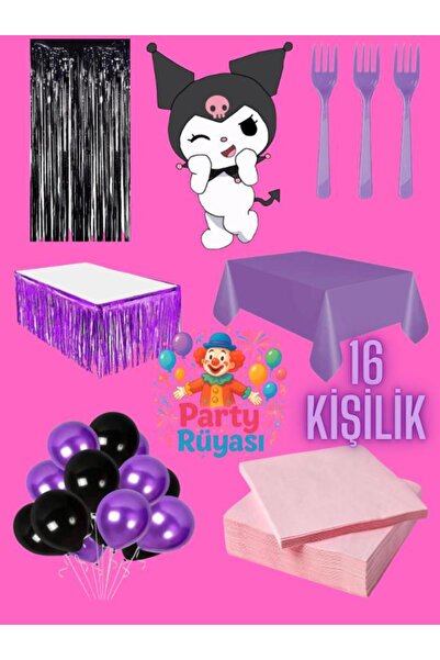 partyrüyası Σετ προμηθειών για πάρτι με θέμα το Kuromi για 16 άτομα mod-6