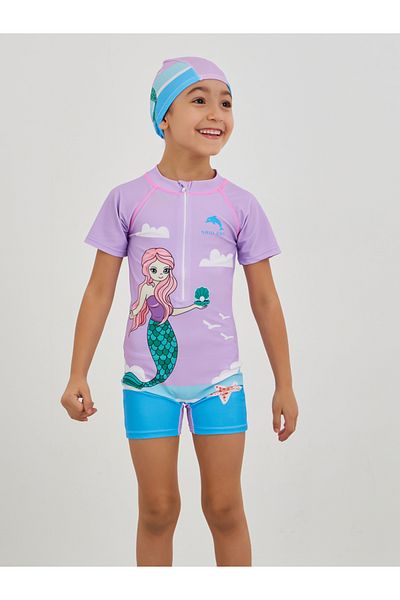 Styli Graphic Print Swimsuit with Cap