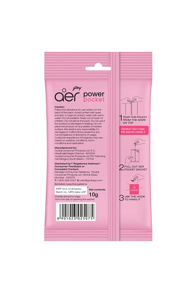 Godrej Aer Power Pocket Bathroom Fragrance, Fresh Blossom, 10g