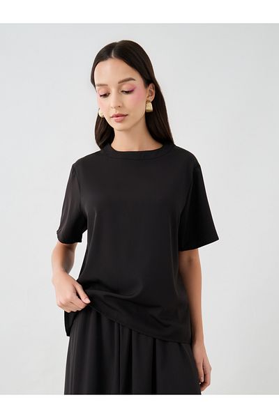 Styli Solid Short Sleeve T-Shirt and Skirts Co-Ords