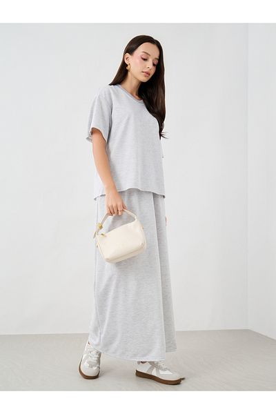 Styli Graphic Print Round Neck T-Shirt and Maxi Skirt Co-Ords