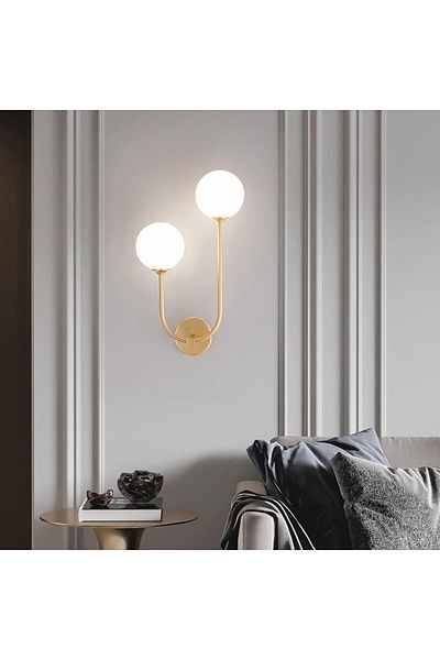 Jiju Wall Lamp With E14 Socket Max 60 W x 2 Globe Matt White