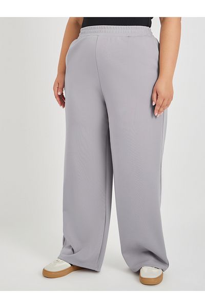 Styli Plus Size Solid Wide Leg Joggers