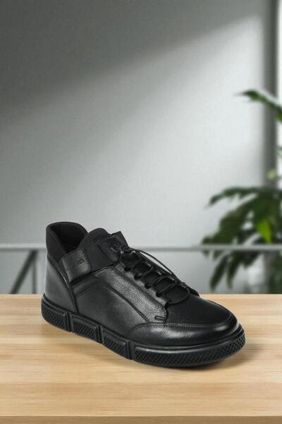 Hammer Jack Bilbao Black Genuine Leather Full Orthopedic Casual Daily Men's Shoes