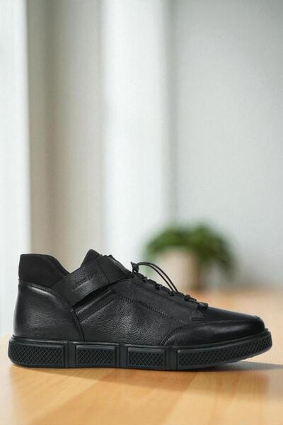 Hammer Jack Bilbao Black Genuine Leather Full Orthopedic Casual Daily Men's Shoes