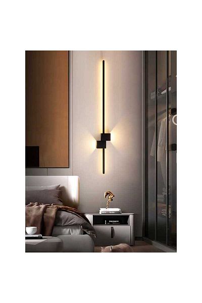 Jiju LED Wall Lamp 80cm Bar Minimalist Design Black Modern 28 W, 3 Types of Light