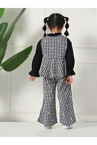 Bella Moda By Styli Checked Print Long Sleeve Top and Pants Set