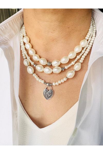 DEVİ fashion Design Multi Pearl Necklace 45 cm