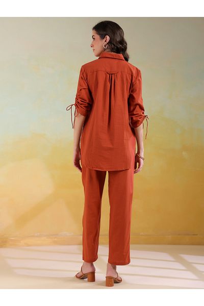 Sanskrutihomes By Styli Solid Spread Collar Shirt and Pants Co-Ords