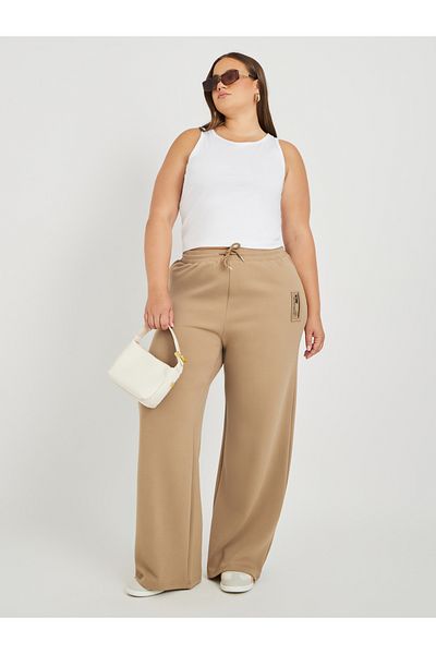 Styli Plus Size Wide Leg Joggers with Drawstring