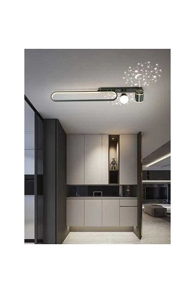 Jiju LED Ceiling Light With Starry Sky 80cm Black Modern 58 W, 3 Types of Light