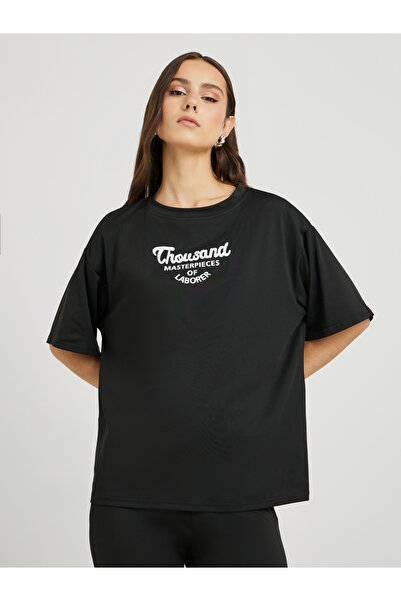 Take Two By Styli Typography Printed Short Sleeve T-Shirt and Leggings Co-Ords