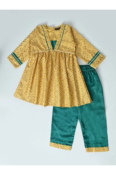 Bella Moda By Styli Printed Long Sleeve Ethnic Top and Pants Set