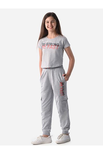 Victor and Jane By Styli Slogan Print Round Neck T-Shirt and Joggers Set