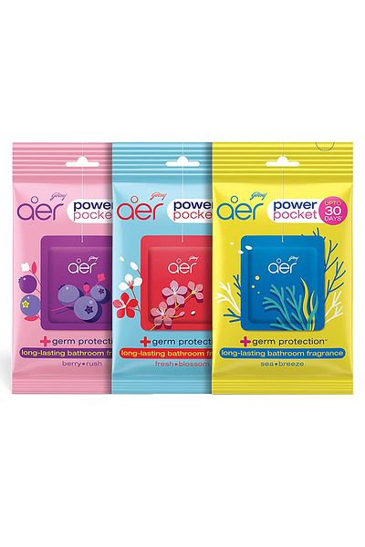 Godrej Godrej Aer Power Pocket | Air Freshener- Bathroom And Toilet -Pack Of 3 (30G)
