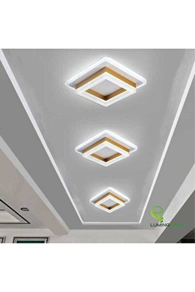 LightPlanet Plafoniera Patrat 41 W LED Lumina Calda Neutra Rece Auriu