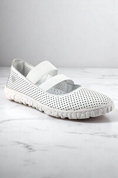 Mammamia D25Ya-645 Antique White Genuine Leather Full Orthopedic Women's Casual Daily Shoes