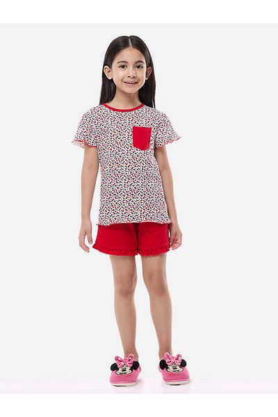 Victor and Jane By Styli Printed Round Neck T-Shirt and Shorts Pyjama Set