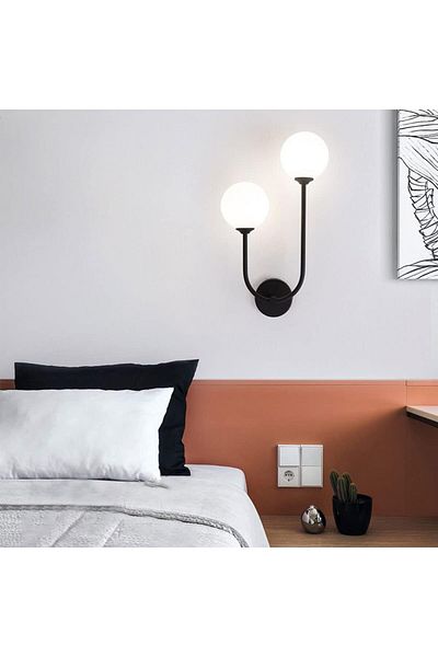 Jiju Wall Lamp With E14 Socket Max 60 W x 2 Globe Matt White