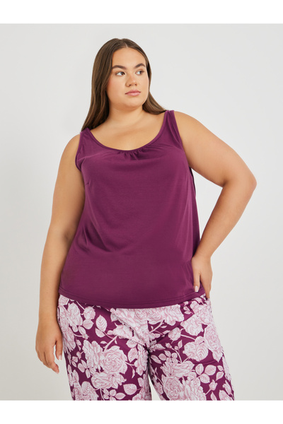 Styli Plus Size Gathered Swing Cami and All-Over Floral Print Pyjama Set