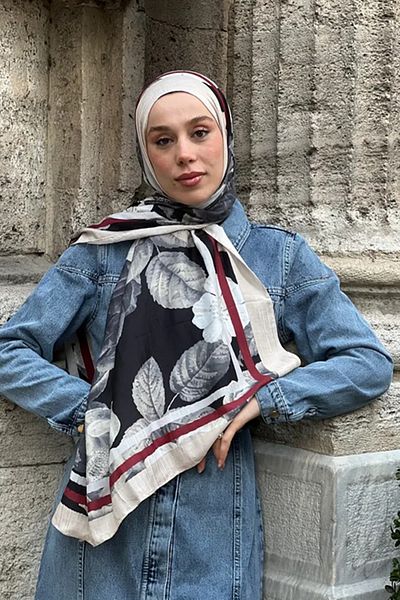 Tesettür Diyarı Rose Pattern Bamboo Shawl