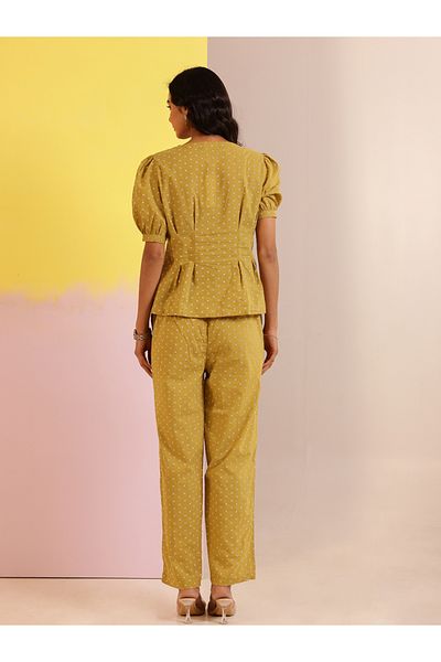 Sanskrutihomes By Styli Polka Dot Printed Pure Cotton Top and Pants Co-Ords