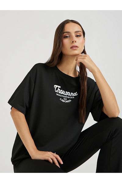 Styli Typography Printed Short Sleeve T-Shirt and Leggings Co-Ords