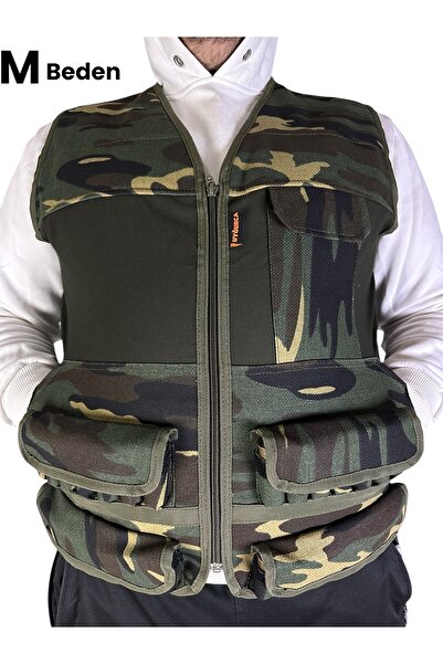 UYĞURCA M Beden Askeri Desen Avcı Yeleği - 30 Fişek Kapasiteli - 12 Kalibre