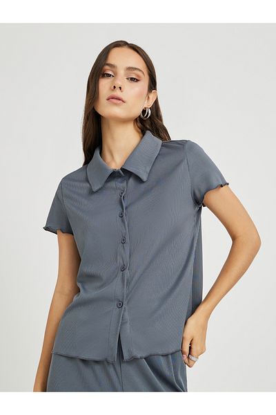 Styli Solid Short Sleeve Shirt and Pants Co-Ords