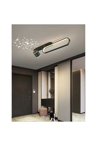Jiju LED Ceiling Light With Starry Sky 80cm Black Modern 58 W, 3 Types of Light