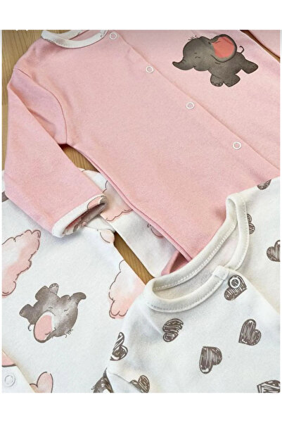 Baby Wings Cute Elephant and Heart Printed 100% Cotton 3-Piece Jumpsuit Set
