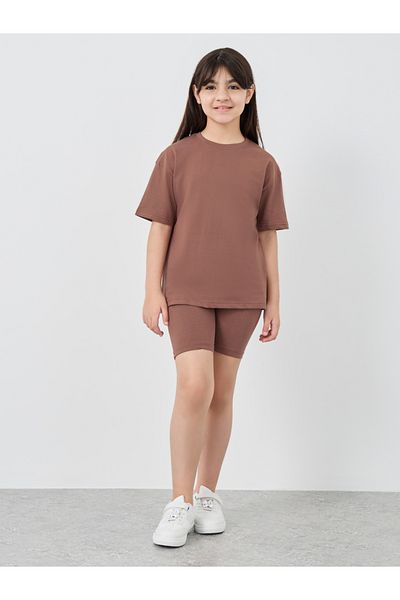 Styli Solid Oversized T-Shirt with Cycle Shorts Set