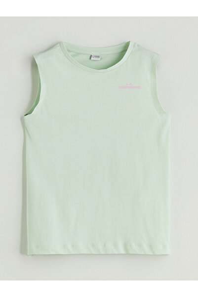 LC Waikiki LCW Kids Green Crew Neck California bedrucktes Mädchen-Unterhemd