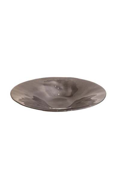 Generic صحن تقديم زجاجي فاخر، صناعة تركية ١٠٠٪، لون رمادي (القطر: ٤٠ سم) - للأناقة